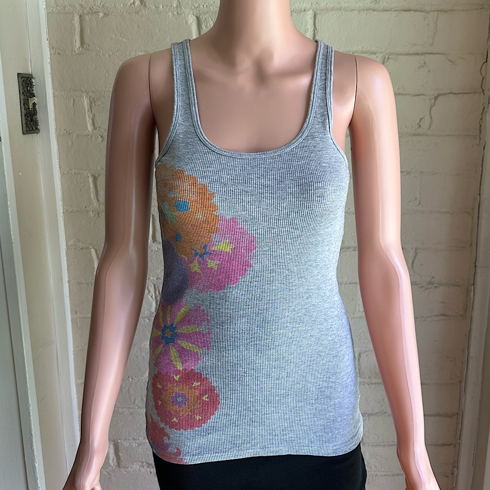 Old Navy size small gray floral multi colored summer tank top boho